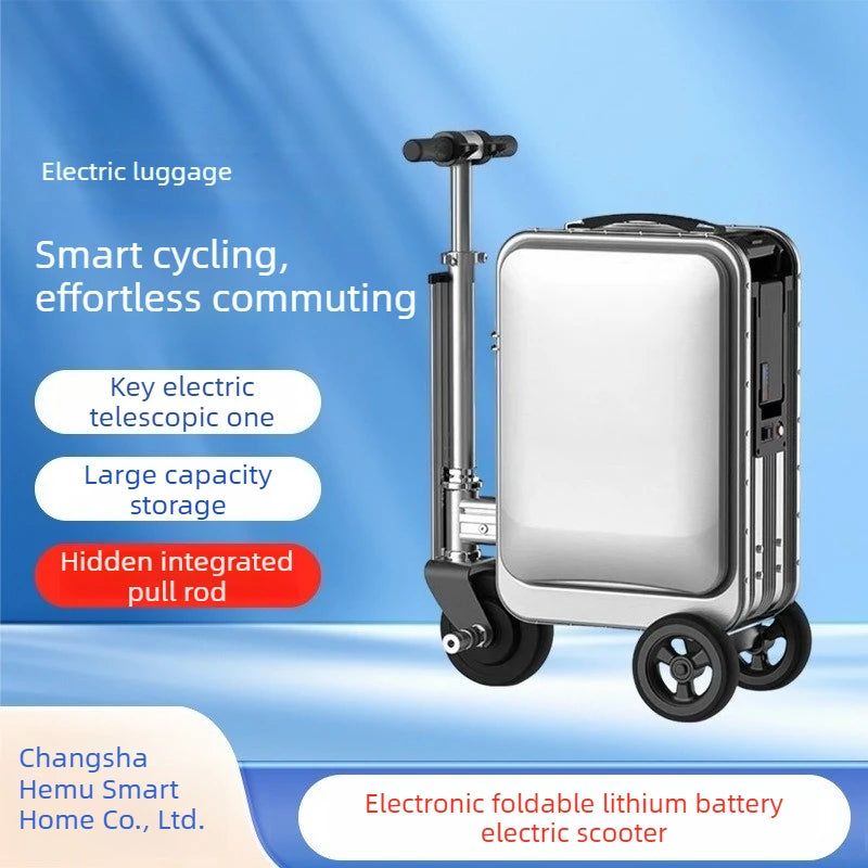 Foldable Electric Scooter with Lithium Battery Smart Luggage for Travel and Ride On Board