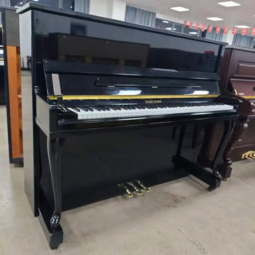 Second-hand Household Piano "E-120" with Soft and Rich Tone, Black Glossy Finish
