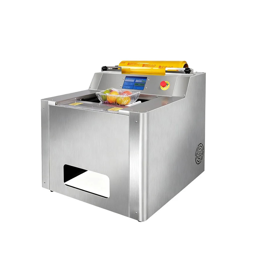 Electric Tray Wrapping Machine for Cling Film Packaging of Fresh Meat Fruits and Vegetables