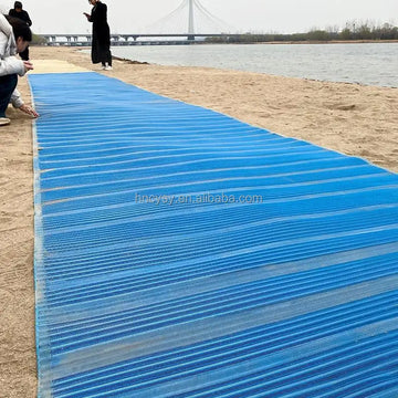Beach Access Mat Blue Anti-slip Polyester Mesh UV & Weather Resistant Durable for Beach Activities Walkway Mat