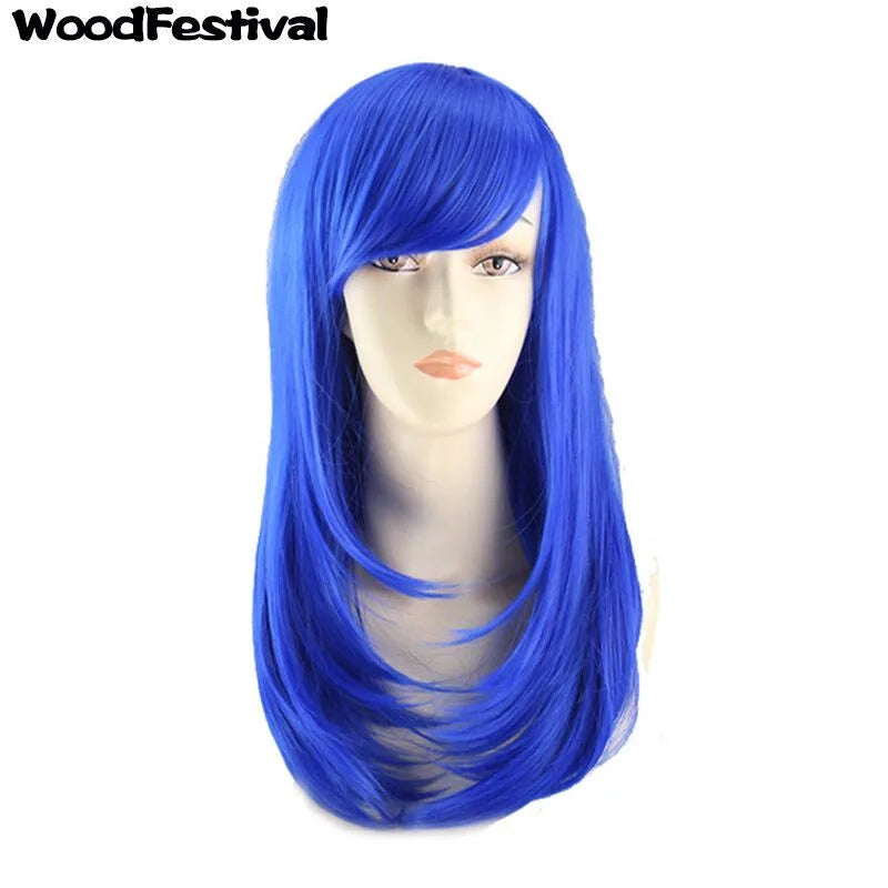 Womens Wig Straight Wigs Synthetic Hair Wig With Bangs Female Cosplay Wigs Red Blue Pink White Green Orange Burgundy Brown