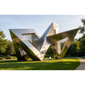 Polished Hollow Metal Steel Abstract Outdoor Sculpture for Outdoor Park Decor Very Large Sculpture