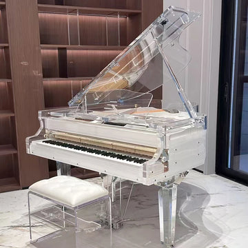 White High-Transparency Acrylic Grand Mechanical Piano - for 5-Star Hotel Decor, Piano Room Practice & Dance Accompaniment