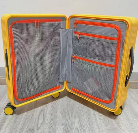 Hot Sale Factory Price Wide Trolley Suitcase Women Men Travel Trolley Bags Durable PC Hard Case Luggage Breiter Griff Koffer