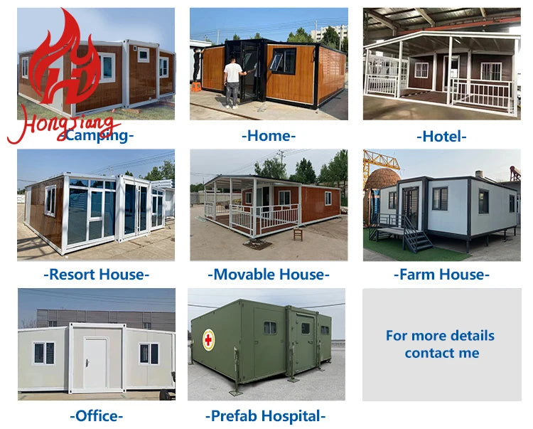 Customize 40ft Hurricane Proof Modular House Light Steel Foldable Flat Pack Expandable Prefab Container Houses Engineering Camp