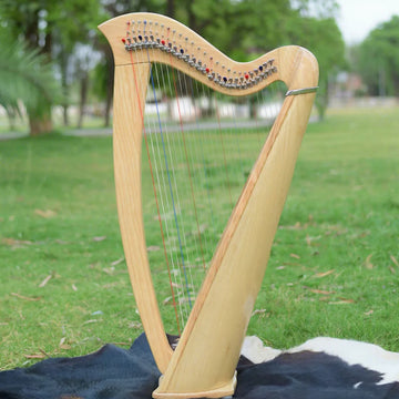 UNBRIDLEDS INDUSTRY 27-String Celtic Lever Folk Irish Handmade Beech Wood Harp Carry Bag Tuning Wrench Premium Quality