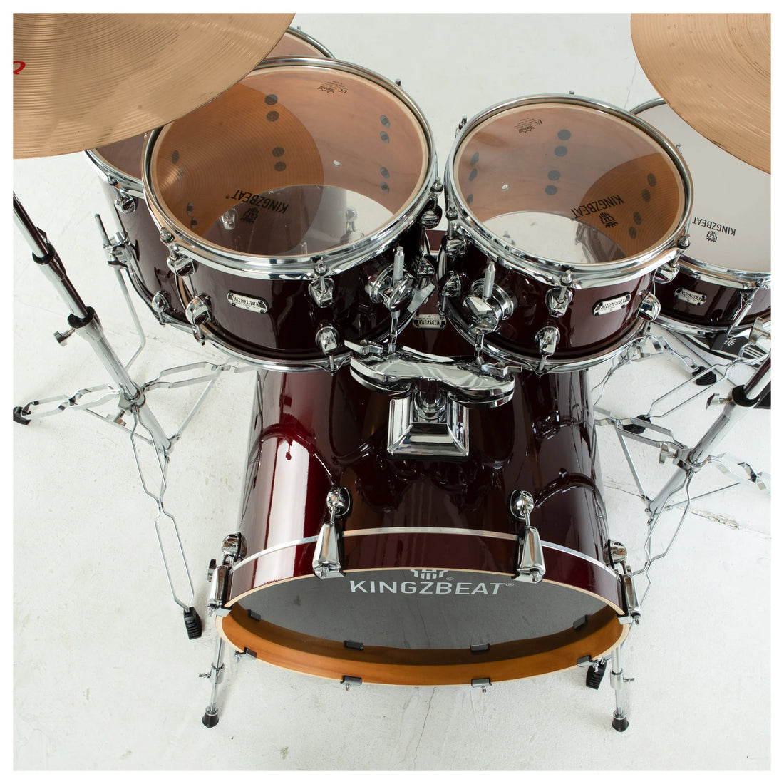 KINGZBEAT Brand AKG Model Poplar Wood Wine Red Color 5 Pieces Drum Set for Drummers