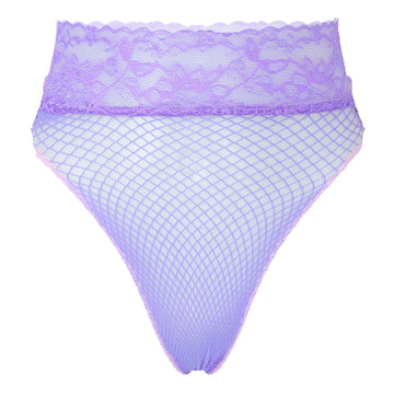 Womens Lingerie Fishnet Mesh Underwear Erotic Sexy See-through Underpants Lace Waistband Briefs Low Waist Hollow Out Panties