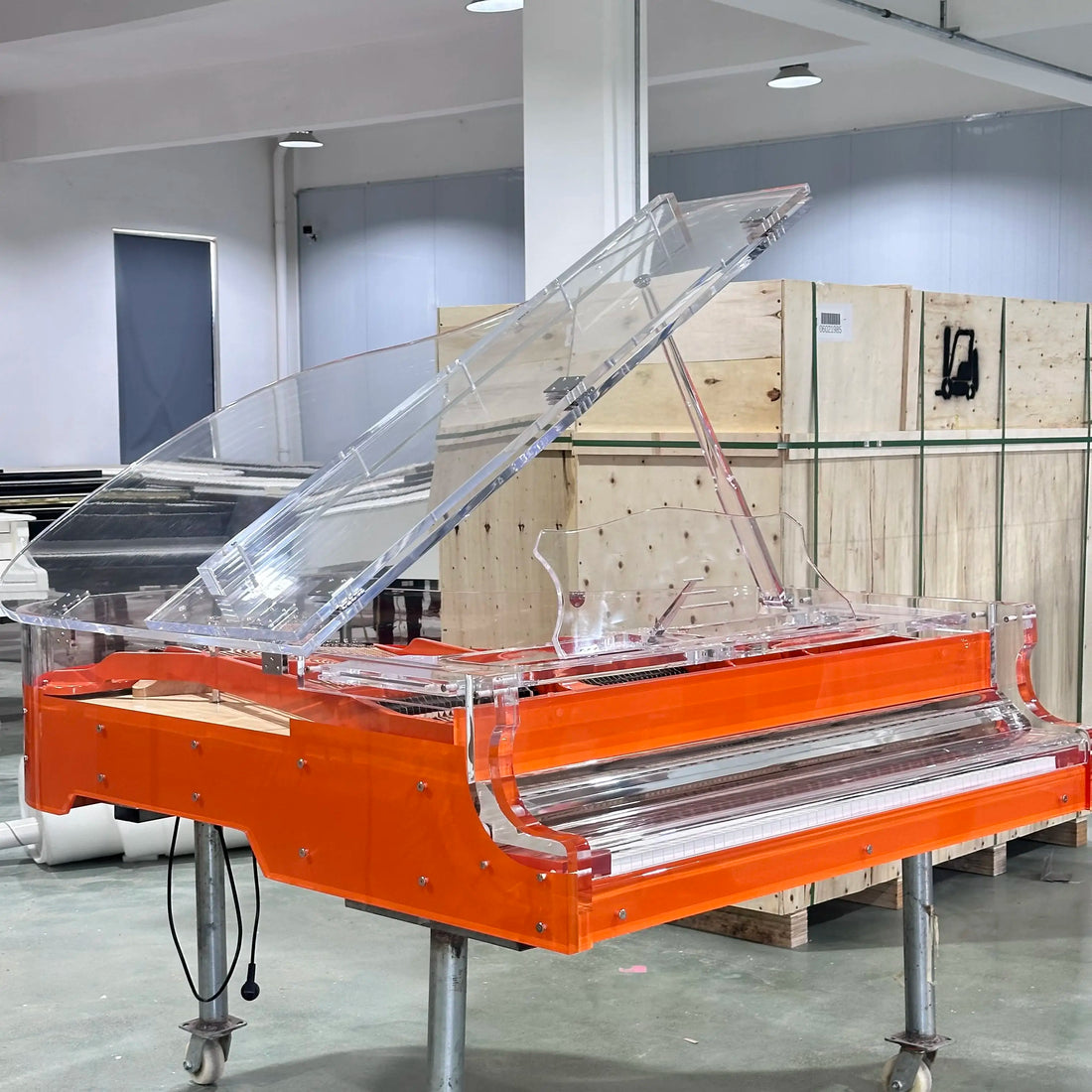 2025 Designer New High-end Customized Professional Mechanical Transparent Large Red Acrylic Crystal Piano with Autoplay System