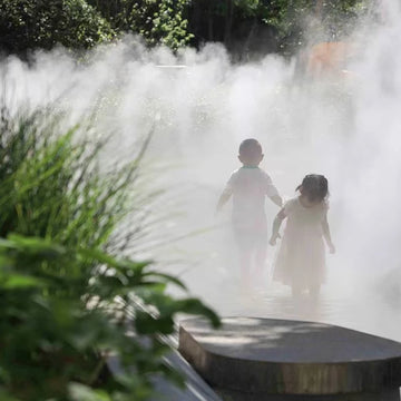 Outdoor Garden Mist Fountain LED Light Cooling Humidifying Dust Removal Water Feature Fountain