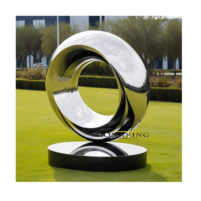 Polished Hollow Metal Steel Abstract Outdoor Sculpture for Outdoor Park Decor Very Large Sculpture