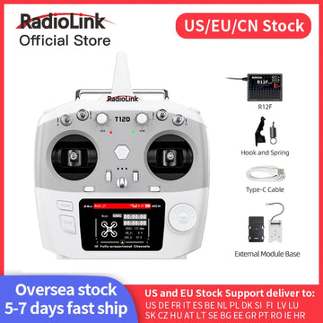 Radiolink T12D 12-Channel 2.4GHz RC Transmitter with R12F Receiver & ELRS Module Support