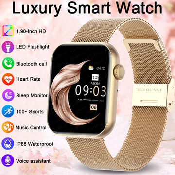 2025New Women Smart Watch 1.90” HD Display AI Voice Bluetooth Call Sports Watches Health Monitor Smartwatch Men For Android iOS