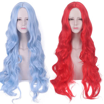Long Wavy Synthetic Wig for Women 80cm Middle Part Colorful Cosplay Costume Heat Resistant Fiber Party Hairpiece