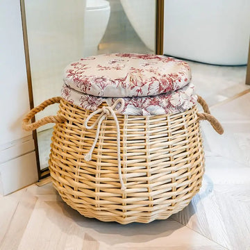 Nordic Shoe Changing Stool Door Dirty Clothes Storage Basket Rattan Integrated Storage Stool Household Sofa Stool Door Furniture