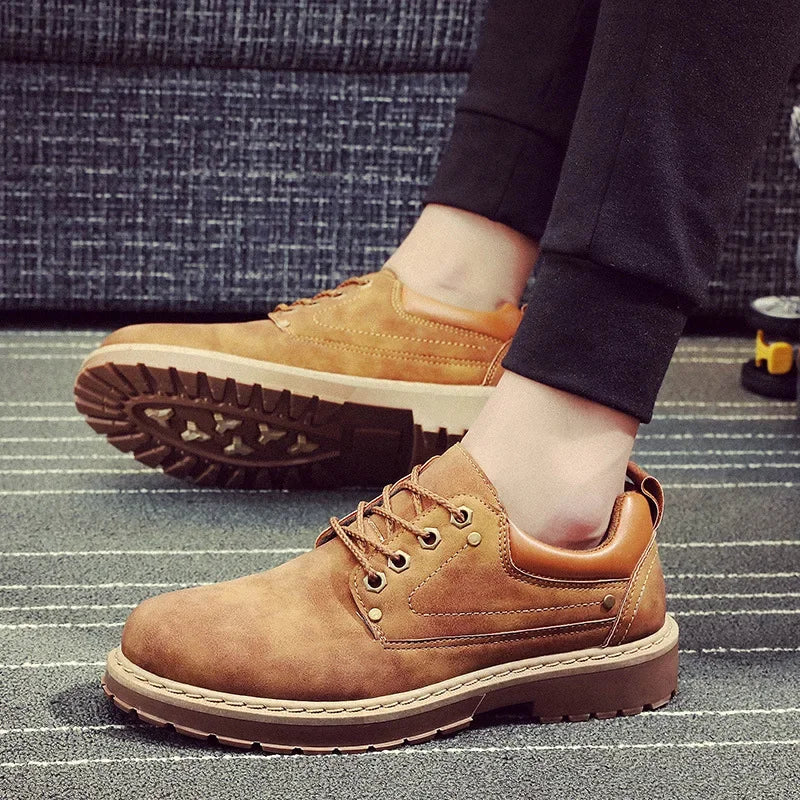 Men's England Style Waterproof Ankle Boots — Non-Slip Work Shoes