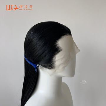 Widow‘s Peak Jet Black Synthetic Wigs for Men 13x4 Lace Front Wigs Short Bob Cut Cosplay Wigs for Women 26 Inch Long Glueless