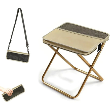 Large Portable Folding Stool for Outdoor Leisure, Camping, Hiking, Fishing – Shoulder Bag Storage