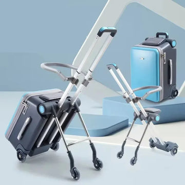Suitcase with Seat for Kid Rest Stroller Travel 2in1 Multi-functional Rolling Luggage 20inch Carry on Trolley Case Bag for Child