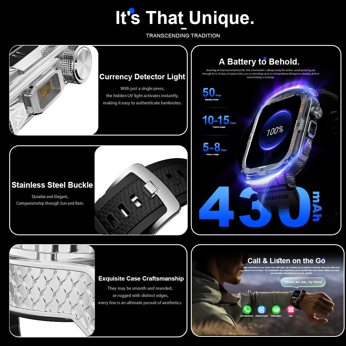 New Outdoor Military Smart Watch Men BT Call 1.96" AMOLED Heart Rate Fitness Sports GPS Watches With LED Flashlight Smartwatch