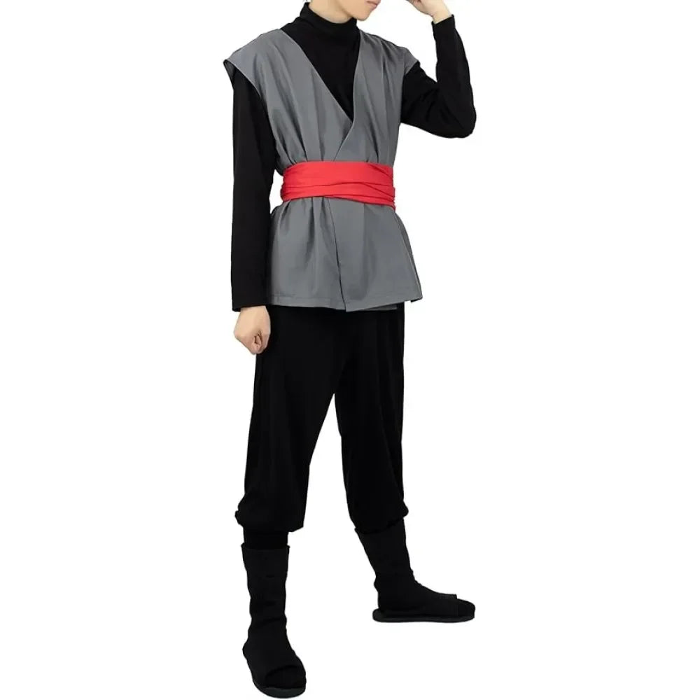 Halloween Costume de Cosplay noir pour hommes, Costume de Kung Fu Anime, uniforme d'halloween, ensemble complet