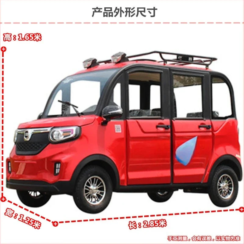 Electric Four-Wheeler Vehicle Eco-Friendly City Driving Compact Electric Car for Adults 4-Wheel Drive with Brakes And Seat Belt