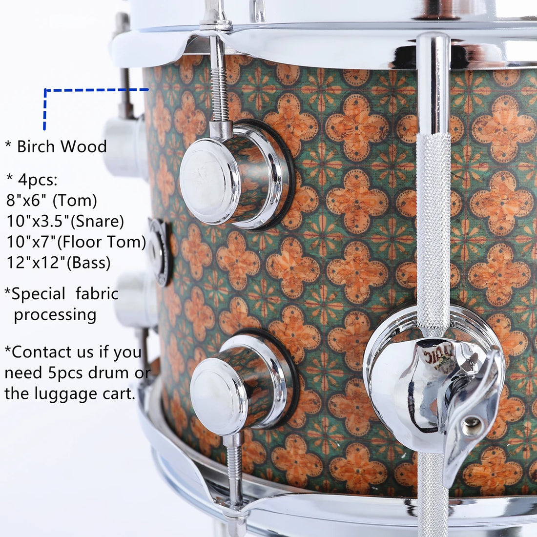 Drum Set 4 Piece Full Size Drum Kit , Special Shell Surface, Birch Wood Shell, Easy To Carry .