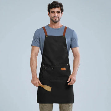 Waterproof Cross Back Adjustable Kitchen Apron Unisex Work Apron for Restaurant Bar Barbershop Cafe Home Cooking Baking Chef Apr