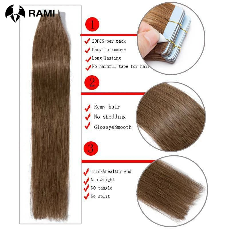 Tape In Hair Extensions For Women 20Pcs Natural Hairpieces Pre Bonded Hair Capsules Microlink Capsules 100% Human Hair Extension
