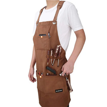 Custom Logo Canvas Apron for Bakery Cafe Barber Shop Gardening - Heavy Duty Adjustable Bib Workwear with Multiple Pockets
