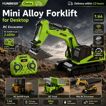 1:64 Remote Control Alloy Truck Excavator Forklift with Trailer 2.4G_Hz Desktop Mini Bluetooth RC Car Child's Toy Festival Gifts