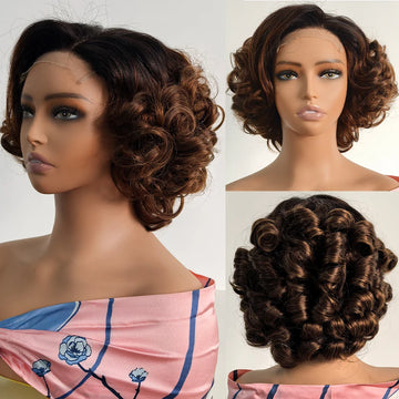 100% Human Hair Wear and Go Glueless Curly Bob Wigs For Black Women 4x4 5x5 Bouncy Body Wave HD Lace Closure Wigs 250% Density