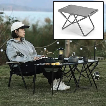 Portable Folding Camping Table,Stainless Steel Outdoor Dining Table,Compact Design for Camping,Beach, BBQ,and Hiking (Foldable)