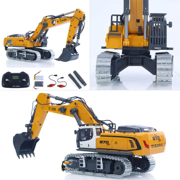 970 RC Excavator 1/50 Engineering Vehicle Remote Control Electric Lifting Digger Metal Bucket Tracks Light Sound RTR Battery