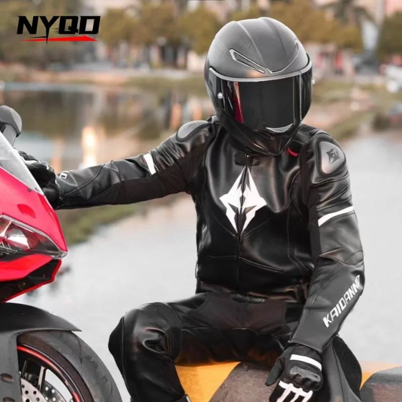 Men's Motorcycle Leather Riding Suit – Windproof Racing & Protection Jacket Series 2
