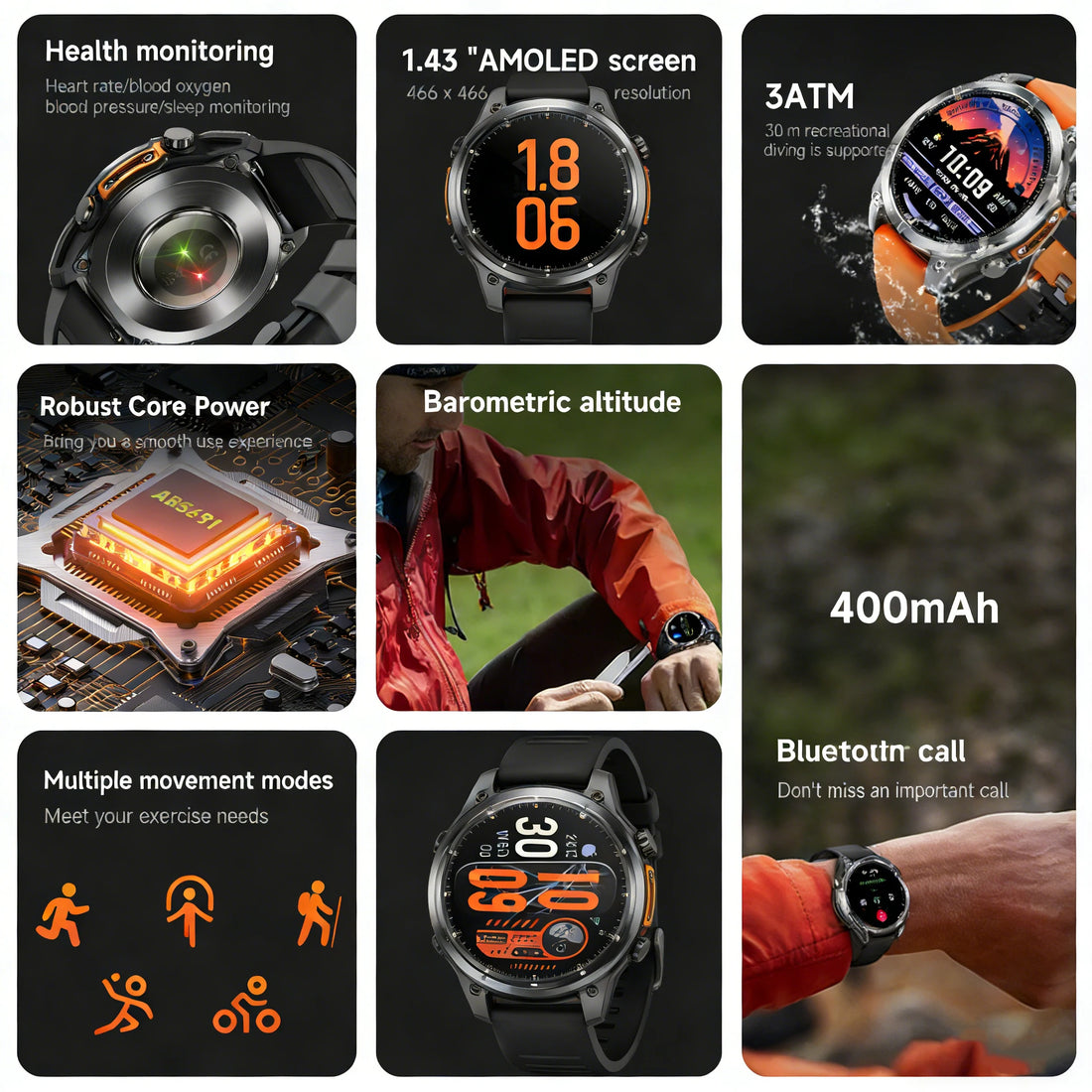 2026 HD300 Smart Watch AMOLED Path 5.4Bluetooth Chat AI GPT Waterproof Health Watches Bluetooth Call Travel Diving Smartwatch