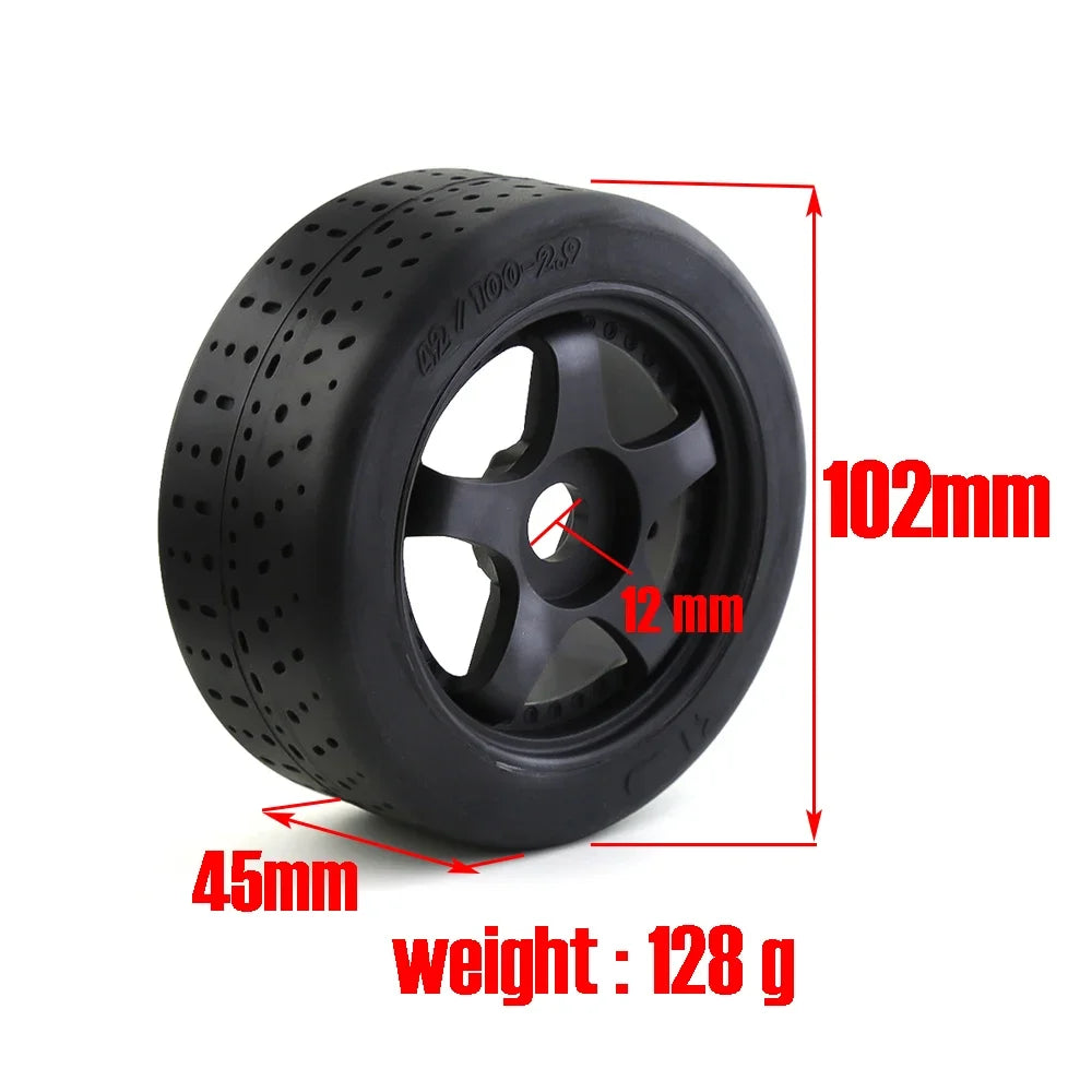 RC Car Tires for Arrma 1/7 — 102x45mm Rubber Wheels, 17mm Hex (Set of 4)