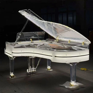 Custom Acrylic Crystal Transparent Texture 88-Key Acoustic Grand Mechanical Piano With Auto Play System LED Strip Lights