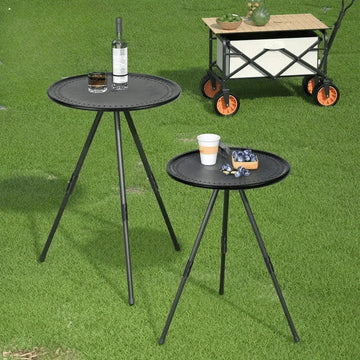 Portable Picnic Camping Table Adjustable Small Round Table Outdoor Plastic Folding Table Lightweight Coffee Table