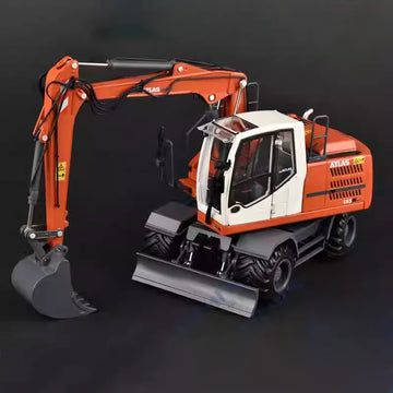 Die-cast 1:32 Scale Atlas 185w Wheeled Excavator Alloy Engineering Vehicle Model Souvenir Ornaments Gift Collection Display
