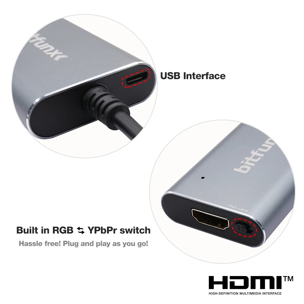 Bitfunx RGB YPBPR to 1080P HDMI™ Converter For PS2 PS1 PS One PlayStation Game Consoles With RGB to YPbPr Switch