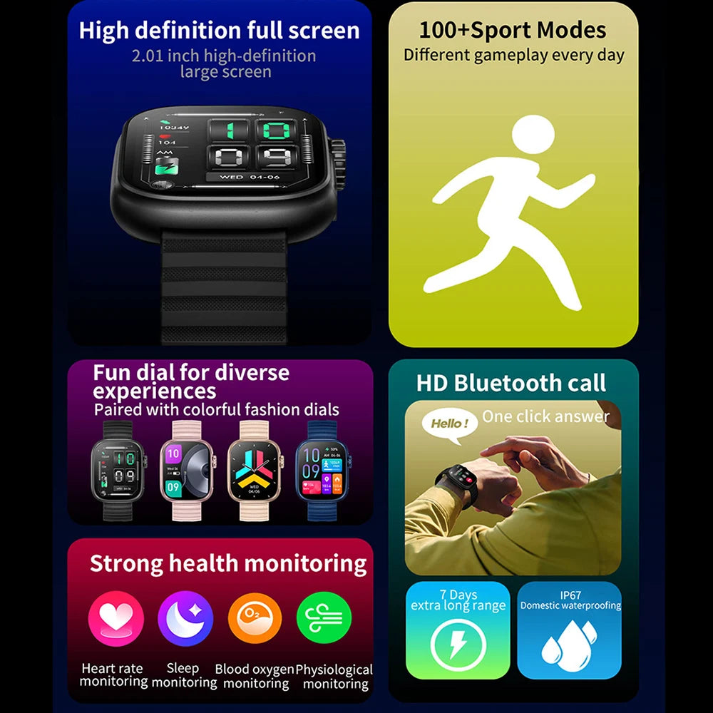 New Sports Smartwatch 2026 Waterproof Electronic Watch Wrist Smart Watches for Man Women Fitness Tracker Clock for Android Phone