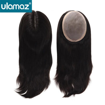 In Stock-Women Topper Hair System Fine Mono Hairpiece Human Hair Wigs Natural Toppers For Woman Long Straight Toppers Women Wig