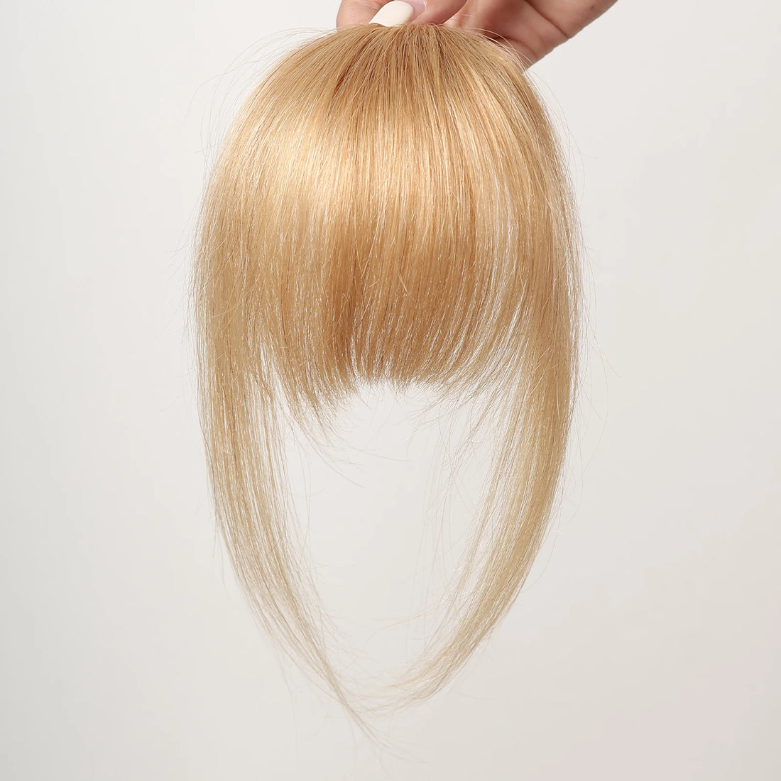 Human Hair Bangs Hairpiece Clips for Women Golden Blonde 100% Remy Human Hair Wispy Bangs Hair Extension 4.5inch Air Fringe Bang