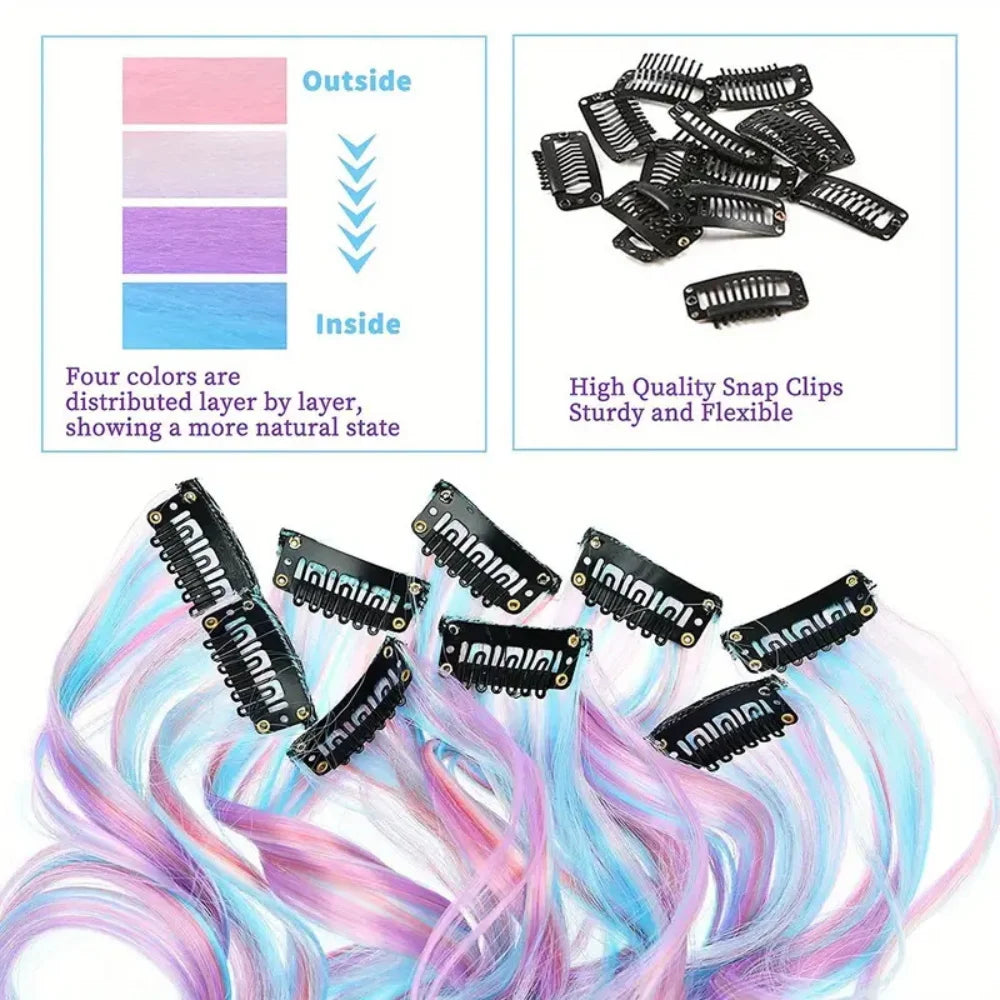 3/5/8/10pcs Set,Hair Extensions for Women 22" Curly Synthetic Hair, Perfect for Christmas Gift & Halloween Parties