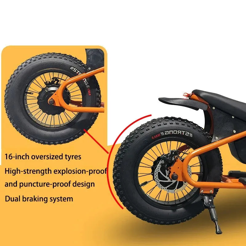 16-Inch Retro E-Bike 800W Smart Motor 48V 15AH Lithium Battery Electric Bicycle