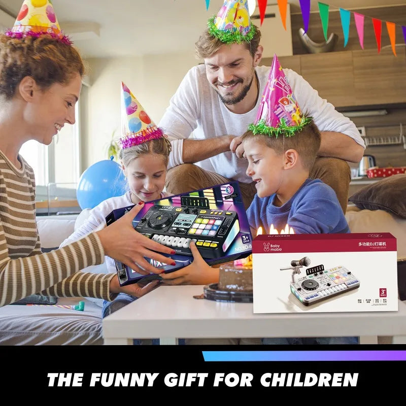 Multifunctional DJ Turntable with Microphone Simulation DJ Mixer Bluetooth Electric DJ Player Music Entertainment Gift for Kids