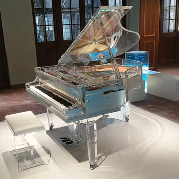 Transparent acrylic piano for sale with led lights HG-168A crystal silver baby grand piano