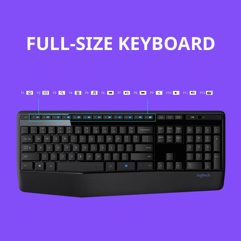 Logitech MK346P Wireless Keyboard & Mouse Combo — Full Size, 104 Keys, Ergonomic