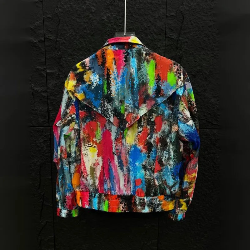 WVGA Summer New Man High Street Graffiti Colorful Long Sleeve Fake Two-Piece Sunproof Jacket Niche Trendy Casual Coats Ins W9257